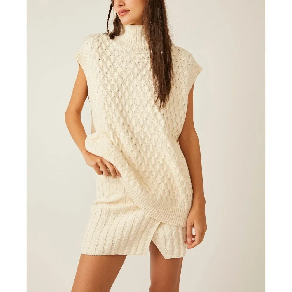 Free People Cream Textured Sweater & Mini Skirt Set - Picture 5 of 10